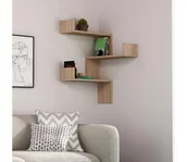 Półki do salonu - Półka ścienna narożna LUKSA 90x60 cm brązowa - miniaturka - grafika 1