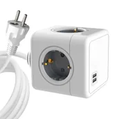 Listwy zasilające - MicroConnect PowerCube, 4 gniazda Schuko, 2 porty USB A kabel 1,5m Biały - miniaturka - grafika 1