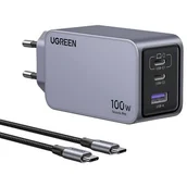 Ładowarki do telefonów - Ładowarka sieciowa Ugreen Nexode Pro 100W, GaN, USB + 2x USB-C (szara) - miniaturka - grafika 1