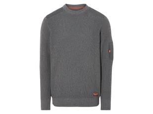 LIVERGY® Sweter męski dzianinowy z bawełną (Szary, L (52/54)) - Swetry męskie - miniaturka - grafika 1