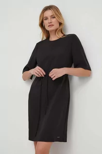 Sukienki - Calvin Klein sukienka kolor czarny mini prosta - grafika 1