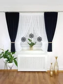Firany - Śliczny zestaw zasłony welurowe oraz firany -czarny, nowoczesne firanki do pokoju - miniaturka - grafika 1