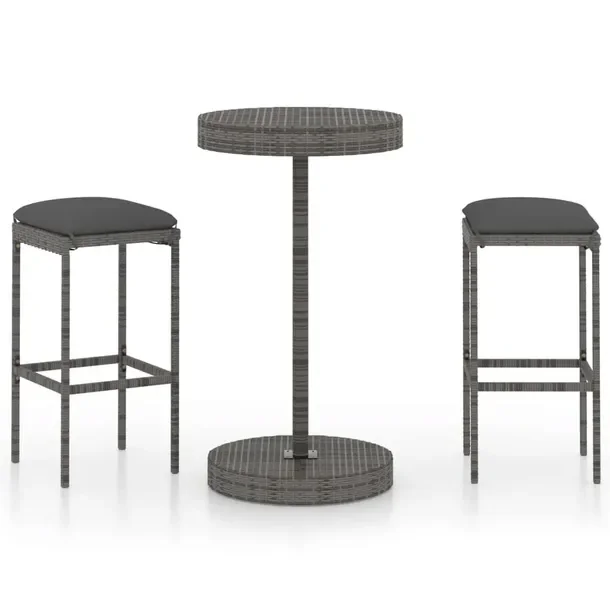 Zestaw Mebli Barowych Ogrodowych, Stal i Rattan PE, Szary, 60.5x106 cm, 38x