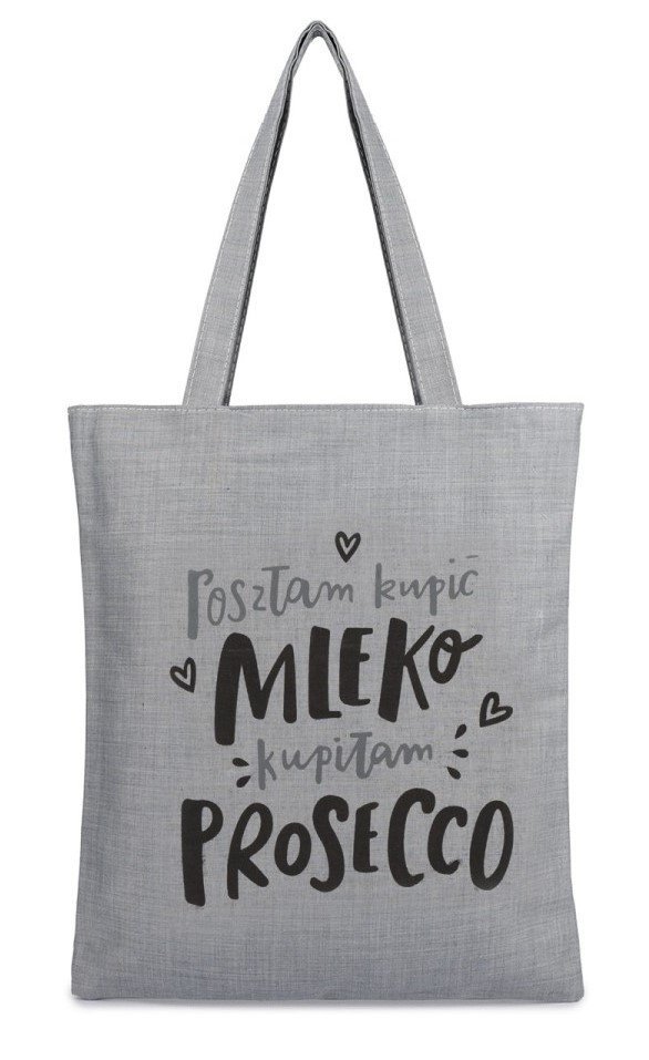 Torba na zakupy POSZŁAM KUPIĆ MLEKO... z nadrukiem na zamek TA-32 szary