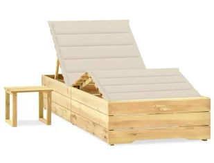 Elior Ogrodowy leżak z kremową poduszką w zestawie ze stolikiem P4-G94 - Leżaki ogrodowe Elior Ogrodowy leżak z kremową poduszką w zestawie ze stolikiem P4-G94 - Leżaki ogrodowe - miniaturka - grafika 1