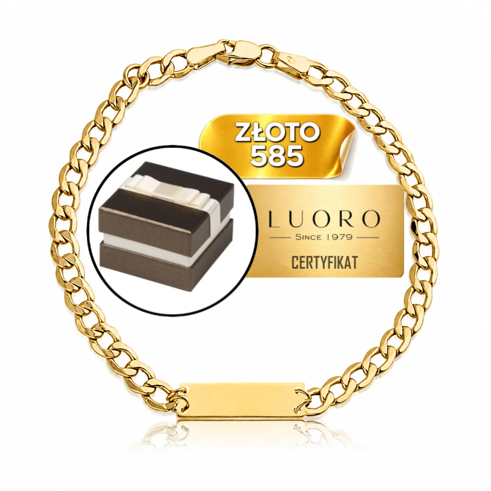 BRANSOLETKA ZŁOTA 585 14K SPLĄTANE OGNIWA BLASZKA 18 CM ELEGANCKA