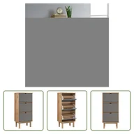 Szafki na buty - The Living Store Szafka na buty OTTA z 3 szufladami brązowo-szara lite drewno sosnowe - miniaturka - grafika 1