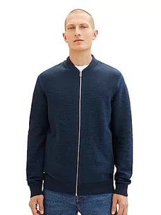 TOM TAILOR Męska kurtka z dzianiny z bawełny z zamkiem błyskawicznym, 32800-Navy Tonal Multi Structure, XXL - Kurtki męskie - miniaturka - grafika 1