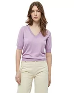 Koszulki i topy damskie - Minus Damska koszulka Milla V 1 dekolt w serek z dzianiny, fioletowy łubin, L, Fioletowy łubinowy, L - miniaturka - grafika 1