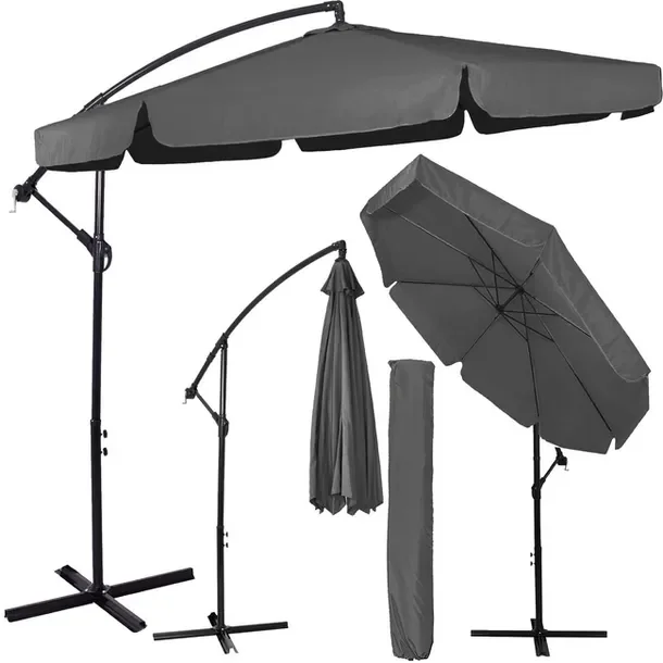 Parasol z wysięgnikiem szary 350 x 262 cm