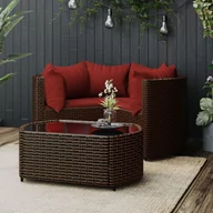 Meble ogrodowe - 4-cz zestaw wypoczynkowy do ogrodu, poduszki, brązowy rattan PE vidaXL - miniaturka - grafika 1