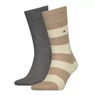 Skarpetki męskie - Tommy Hilfiger Men's TH Men Rugby 2P CLSSC Sock, beżowy, 39/42, beżowy, 39-42 EU - miniaturka - grafika 1