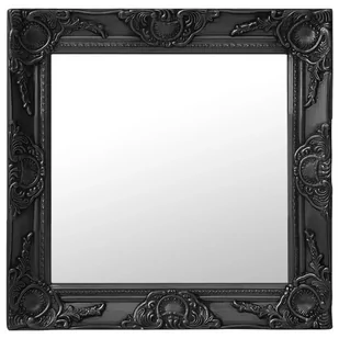 vidaXL Lustro ścienne w stylu barokowym, 50x50 cm, czarne - Lustra - miniaturka - grafika 1