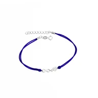 Biżuteria dla dzieci - Srebrna bransoletka 925 Nieskończona Miłość cyrkonia granatowy sznurek - miniaturka - grafika 1