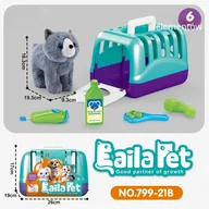 Maskotki i pluszaki - Kotek w podróży, pluszowy kotek z klatką i akcesoriami do podróży - miniaturka - grafika 1