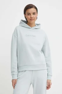 Calvin Klein bluza bawełniana damska kolor niebieski z kapturem K20K205449 - Bluzy damskie - miniaturka - grafika 1