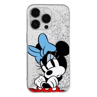 Etui i futerały do telefonów - Etui płynny brokat do Apple IPHONE 14 Disney: Minnie 077 oryginalne i oficjalnie licencjonowane, Srebrny - miniaturka - grafika 1