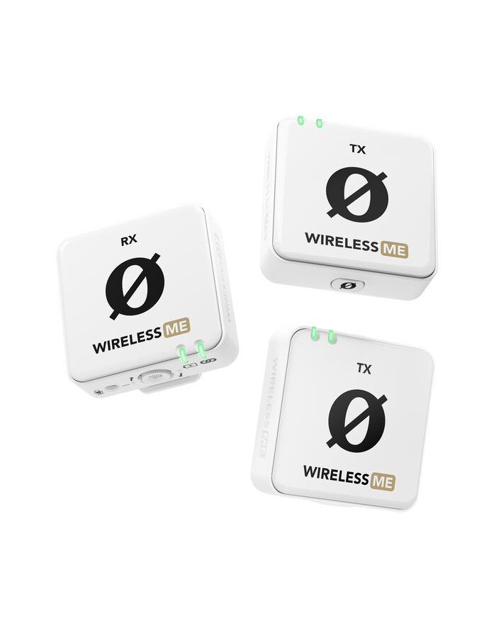 ROD-E Wireless ME Dual White - Kompaktowy bezprzewodowy system mikrofonowy z dwoma nadajnikami do nagrywania dwukanałowego biały WIMEDUALW