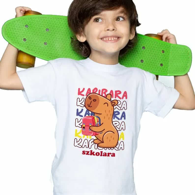 Koszulka T-Shirt Biała KAPIBARA SZKOLARA Wz - 146