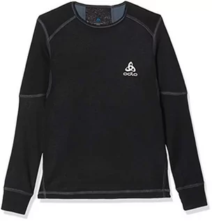 Koszulki dla chłopców - Odlo dzieci chłopcy T-Shirt Long Sleeve Crew Neck X-Warm, czarny 155169 - grafika 1
