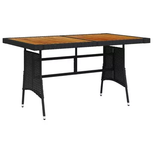 shumee Stół ogrodowy czarny 130x70x72cm rattan PE i drewno akacjowe - Stoły ogrodowe - miniaturka - grafika 1