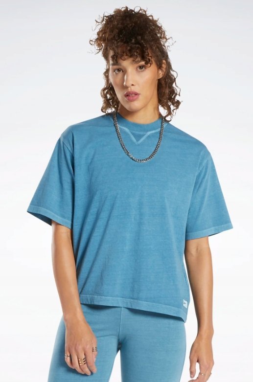 Reebok T-Shirt Damski Niebieski Bawełniany S Y2J