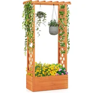 Donice - Podwyższona Skrzynka Ogrodowa z Kratką, 2 Boczne Kratki, Drewniane Łóżko Ogrodowe do Użyku na Zewnątrz z Otworem Drenażowym do Owoców, 78x32x152 cm - miniaturka - grafika 1