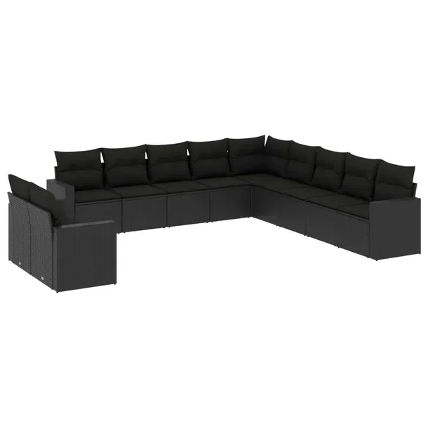 Modułowy zestaw mebli ogrodowych z poduszkami, czarny, rattan PE, 65,5x62x