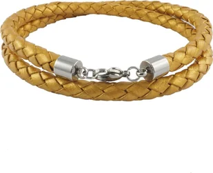 König Design skórzany naszyjnik skórzany pasek skórzana bransoletka 6 mm męski naszyjnik 17 cm - 100 cm pleciony, długość: 24 centymetry, kolor: złoty - Naszyjniki męskie - miniaturka - grafika 1