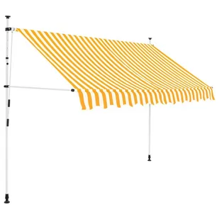 vidaXL Markiza zwijana ręcznie, 250 cm, żółto-białe pasy - Markizy - miniaturka - grafika 1