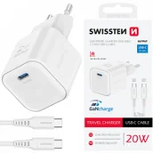 Ładowarki do telefonów - SWISSTEN Ładowarka sieciowa USB-C 20 W + kabel USB-C/USB-C - miniaturka - grafika 1