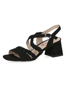 Sandały damskie - Caprice Skórzane sandały w kolorze czarnym na obcasie - miniaturka - grafika 1