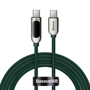 Baseus kabel USB Typ C - USB Typ C 100W (20V / 5A) Power Delivery z wyświetlaczem ekranem miernik mocy 2m zielony (CATSK-C06) - Kable USB - miniaturka - grafika 17