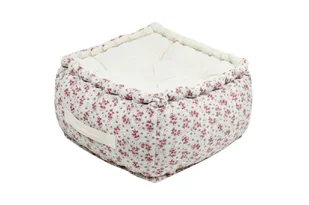 Pufa GINNY 40x40x30 kwiaty czerwone - Pufy i podnóżki - miniaturka - grafika 1