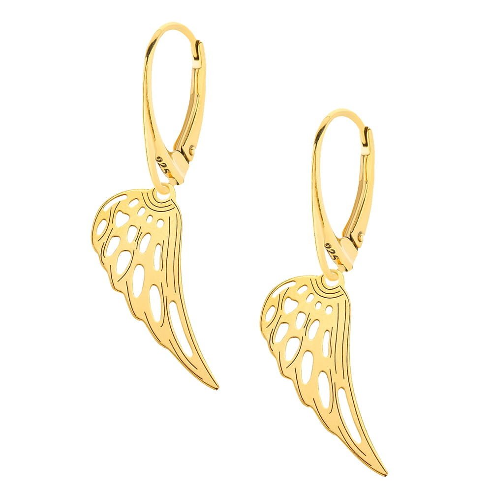 MYNESS Kolczyki pozłacane ze skrzydłem anioła