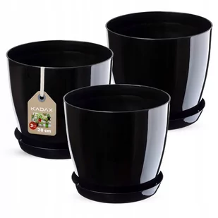 Doniczka Agen z podstawką czarna 28 cm, 3 szt. - Donice - miniaturka - grafika 1