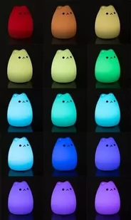 Lampka nocna LED silikonowa dla dzieci 16 kolorów Lampa Kotek kot + pilot - Lampy stojące - miniaturka - grafika 11