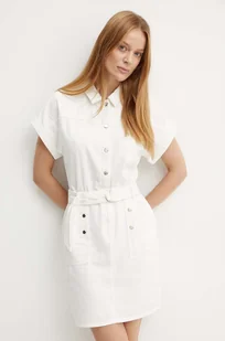 Morgan sukienka jeansowa RDENIM kolor biały mini prosta RDENIM - Sukienki - miniaturka - grafika 1
