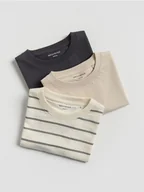 Bluzki dla niemowląt - Reserved - Bawełniany t-shirt 3 pack - złamana biel - miniaturka - grafika 1