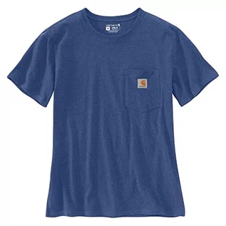 Koszulki i topy damskie - Carhartt Damska koszulka z krótkim rękawem o luźnym kroju, z krótkim rękawem, Scout Blue Heather, XL - grafika 1