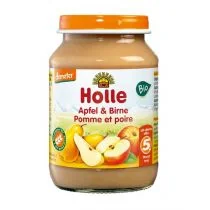 Holle Deserek jabłko - gruszka bez dodatku cukrów bezglutenowe od 5. miesiąca 190 g Bio - Desery dla dzieci - miniaturka - grafika 1