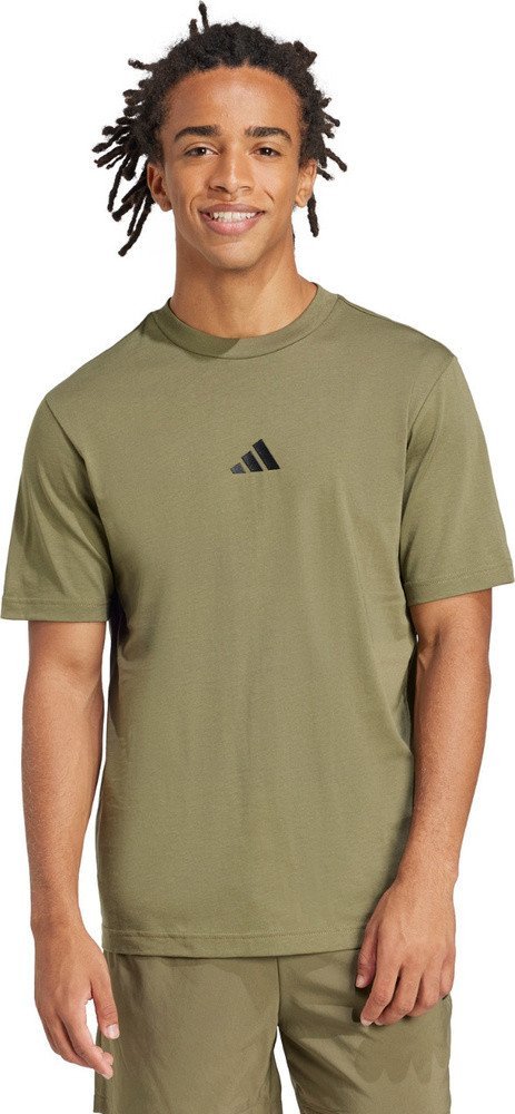 Koszulka męska adidas Essentials Small Logo Single Jersey oliwkowa JF1097 2XL