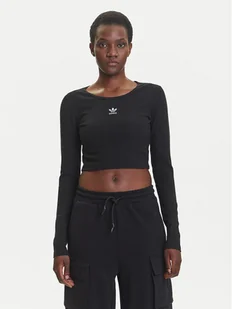 adidas Bluzka Essentials Ribbed IW5725 Czarny Slim Fit - Bluzki damskie - miniaturka - grafika 1