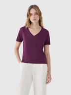 Koszulki i topy damskie - 4F T-shirt oversize z modalem damski - fioletowy XS - miniaturka - grafika 1
