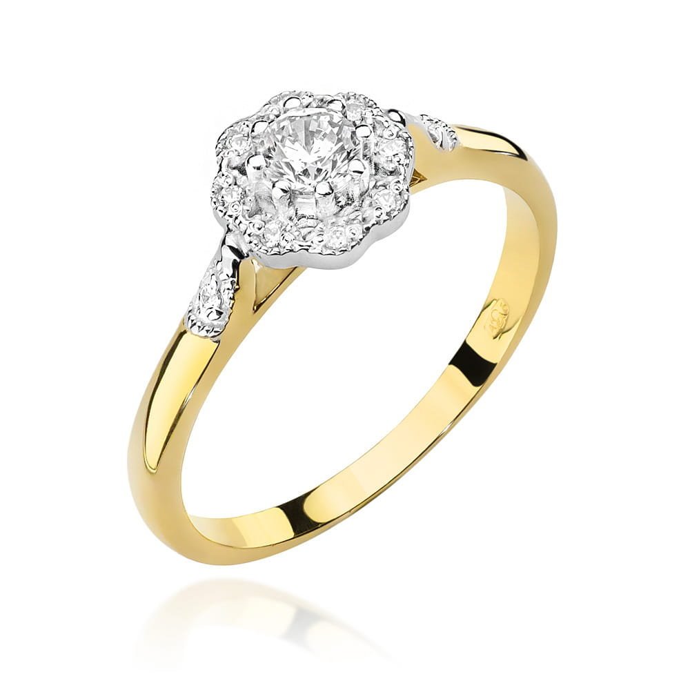 Złoty pierścionek Diament 0,23ct żółte złoto pr. 585