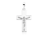 Wisiorki - Valerio.pl Elegancki duży rodowany srebrny gładki krzyżyk krzyż z wizerunkiem Chrystusa srebro 925 KS0202C1 KS0202C1 - miniaturka - grafika 1