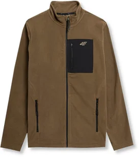 Polar męski bez kaptura 4F AW23TFLEM123 - brązowy S - Bluzy męskie - miniaturka - grafika 1