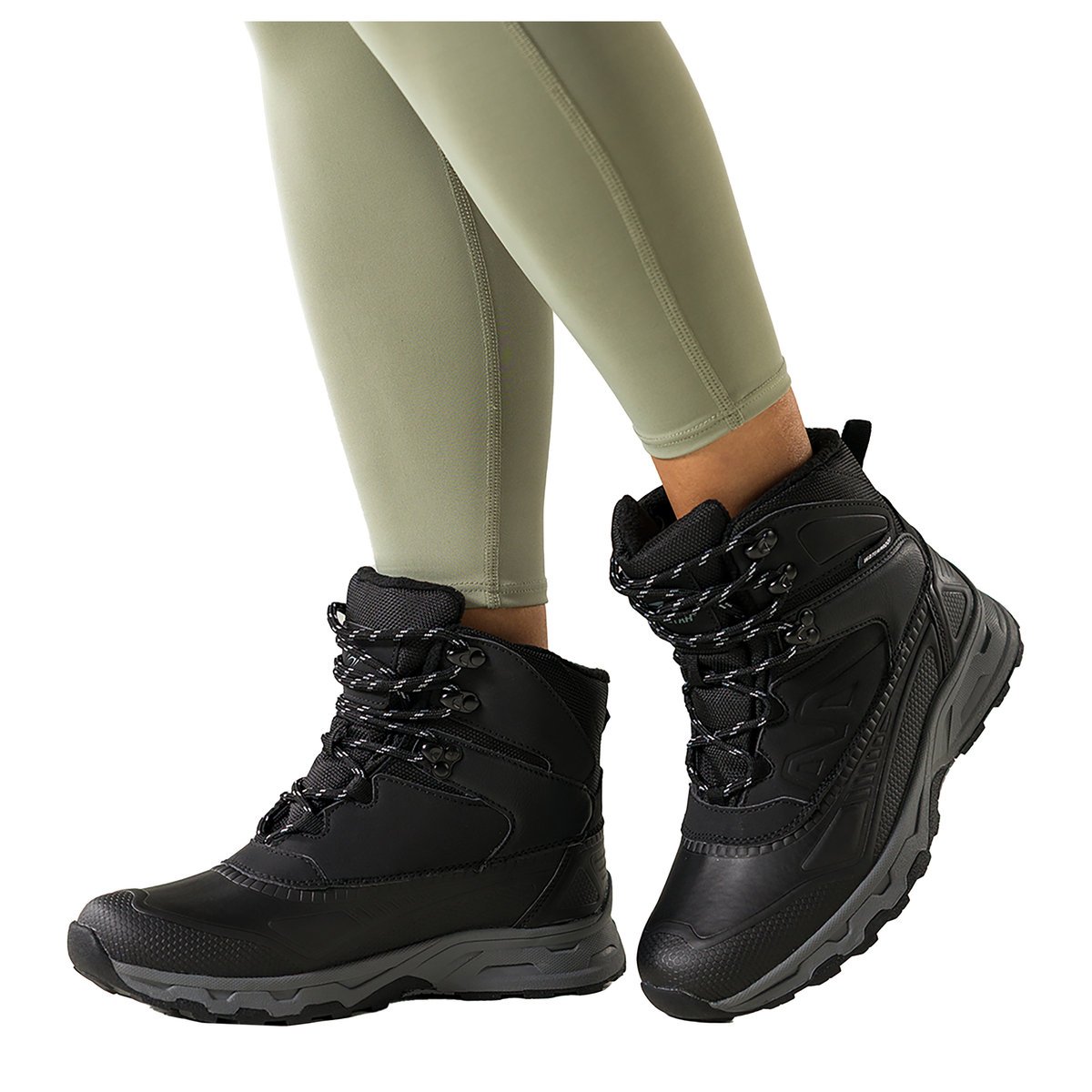 Czarne buty sportowe trekkingowe damskie wodoodporne na bieżnikowanej podeszwie sznurowane Casu 7688-8D-38
