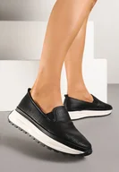 Półbuty damskie - Czarne Skórzane Półbuty na Grubej Podeszwie z Ażurową Cholewką Nilritia - miniaturka - grafika 1