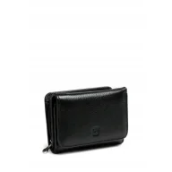 Portfele - Portfel Damski Skóra Naturalna LUIGISANTO RFID Czarny Matowy Portmonetka - miniaturka - grafika 1